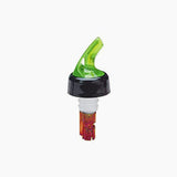 CO.RECT 2001 SERIES NEON MEASURED POURER, 1 OZ., PLASTIC WITH BLACK COLLAR, NEON GREEN NOZZLE, RED BASE