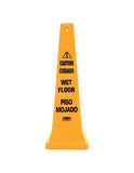 Rubbermaid 36" Yellow Bilingual Wet Floor Cone-Shaped Sign - "Caution Wet Floor"