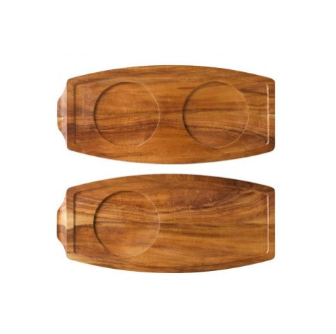 Acacia Wood Steak Platter 13.5×8.75″ (34x22cm) – Sides: With Juice Catcher / Plain