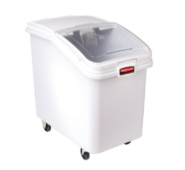 Rubbermaid FG360388WHT ProSave 490 Cup White Slant Top Mobile Ingredient Storage Bin with Sliding