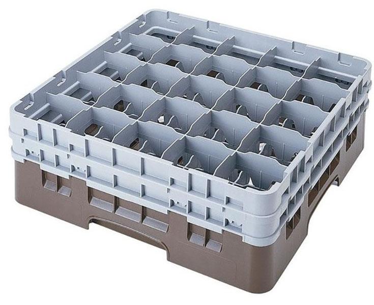 Cambro 25S638167 Camrack 6 7/8" High Customizable Brown 25 Compartment Glass Rack