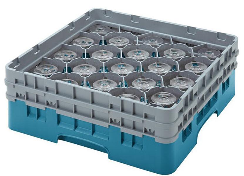 Cambro 25S638414 Camrack 6 7/8" High Customizable Teal 25 Compartment Glass Rack