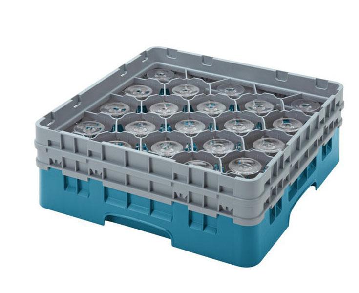 Cambro 20S434414 Camrack 5 1/4" High Customizable Teal 20 Compartment Glass Rack