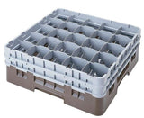 Cambro 25S434167 Camrack 5 1/4" High Customizable Brown 25 Compartment Glass Rack