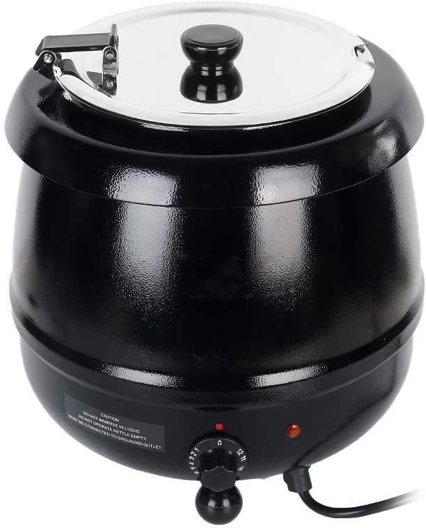 Electric Commercial Soup Warmer with Hinged Lid and Detachable Stainless Steel Insert Pot, 10L